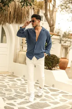 پیراهن گشاد بافتنی سرمه ای برند outfiit man کد 1648754128