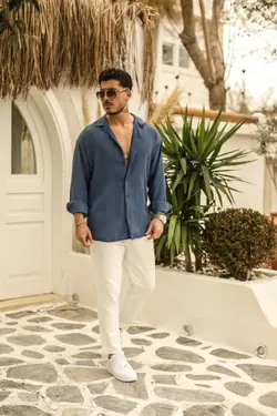 پیراهن گشاد بافتنی سرمه ای برند outfiit man کد 1648754128