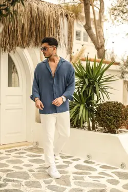 پیراهن گشاد بافتنی سرمه ای برند outfiit man کد 1648754128