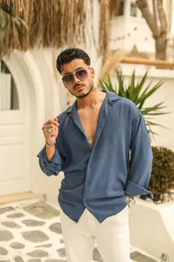 پیراهن گشاد بافتنی سرمه ای برند outfiit man کد 1648754128