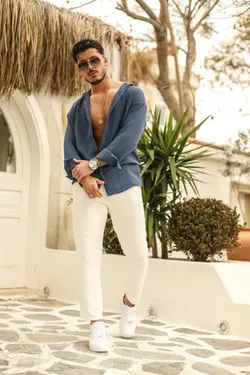 پیراهن گشاد بافتنی سرمه ای برند outfiit man کد 1648754128