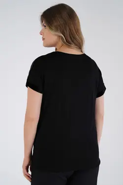 بلوز یقه هفت آستین پولک دوز سایز بزرگ دار برند Nelly کد 1648732519