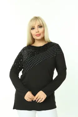 بلوز سایز بزرگ طرح‎دار خالدار پولک دوز برند EGZ BUTİK کد 1648732328