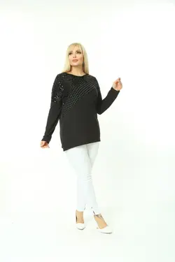 بلوز سایز بزرگ طرح‎دار خالدار پولک دوز برند EGZ BUTİK کد 1648732328