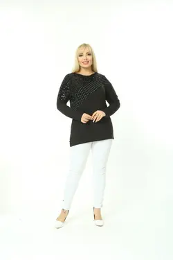 بلوز سایز بزرگ طرح‎دار خالدار پولک دوز برند EGZ BUTİK کد 1648732328