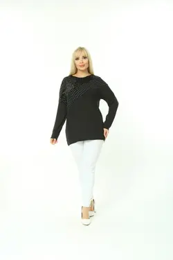 بلوز سایز بزرگ طرح‎دار خالدار پولک دوز برند EGZ BUTİK کد 1648732328