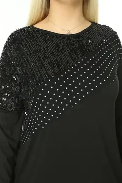 بلوز سایز بزرگ طرح‎دار خالدار پولک دوز برند EGZ BUTİK کد 1648732328