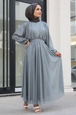 لباس مجلسی پوشیده اکریلیکی طرح‎دار زنانه کمربند پارچه ای برند Daçem Hira کد 1648715230
