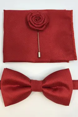 ست پاپیون یقه سوزن دار دستمال طرح‎دار قرمز مردانه برند Quesste Accessory کد 1648745052