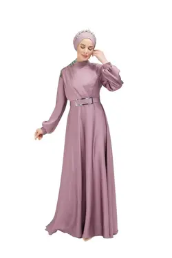 لباس مجلسی پوشیده اکسسوار دار کمربند ساتن برند Moda Echer کد 1648715427