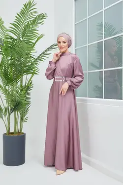 لباس مجلسی پوشیده اکسسوار دار کمربند ساتن برند Moda Echer کد 1648715427