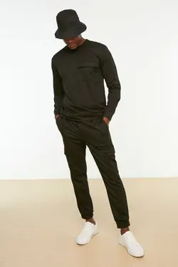 ست لباس راحتی متناسب مردانه مشکی برند TRENDYOL MAN کد 1648687758
