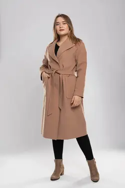 پالتو یقه سایز بزرگ 3759بزرگ زنانه کمربند دار مردانه برند Olcay کد 1648448612