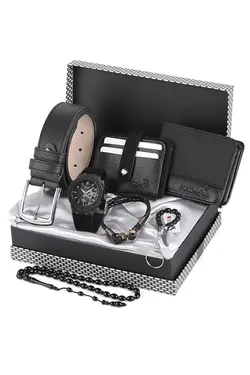 ست کیف پول ساعت مچی کمربند دار ترکیبی مردانه جا کارتی برند polo air کد 1648845440