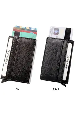 کارت مردانه چرم وگان جا کارتی مشکی برند Hobimtek کد 1648836789