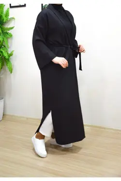 کیمونو کرپ کمربند‎دار بلند کلفت زنانه برند PNRSTİL کد 1648779729