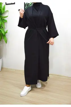 کیمونو کرپ کمربند‎دار بلند کلفت زنانه برند PNRSTİL کد 1648779729