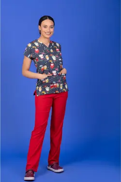 یونیفرم چاپ پرستار لایکرا طرح‎دار طوسی تکی دیجیتالی برند ERS Uniforma کد 1648757468