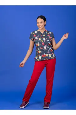یونیفرم چاپ پرستار لایکرا طرح‎دار طوسی تکی دیجیتالی برند ERS Uniforma کد 1648757468