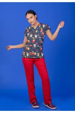 یونیفرم چاپ پرستار لایکرا طرح‎دار طوسی تکی دیجیتالی برند ERS Uniforma کد 1648757468