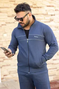 ست لباس راحتی قالب راحت یقه گلدوزی‎شده طرح‎دار ایستاده مردانه زیپدار برند Azıcık Akıllı کد 1648752248