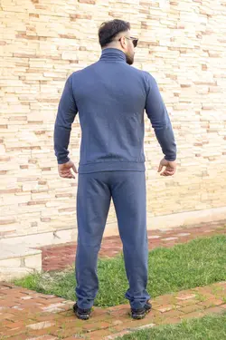 ست لباس راحتی قالب راحت یقه گلدوزی‎شده طرح‎دار ایستاده مردانه زیپدار برند Azıcık Akıllı کد 1648752248