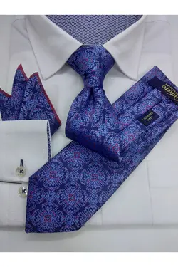 ست کراوات شال دستمال طرح آبی کلاسیک برند Gutiero کد 1648747332