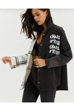 پیراهن طرح‎دار خطدار جین برند İBABUTİK کد 1648909520