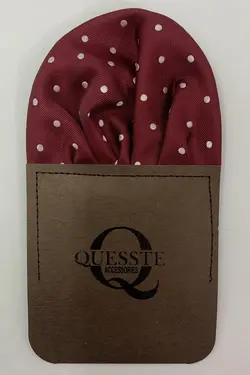 پیراهن آماده یقه جیبدار طرح‎دار خال خالی سفید زرشکی مردانه برند Quesste Accessory کد 1648904047