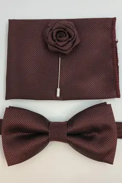 ست پاپیون یقه سوزن دار دستمال طرح‎دار زرشکی برند Quesste Accessory کد 1648903928