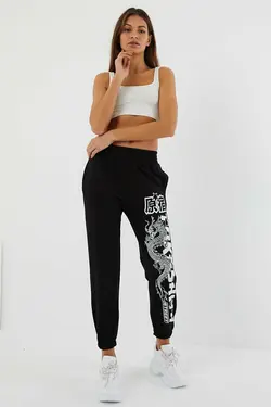 شلوار راحتی چاپی مشکی زنانه برند LEDRESS کد 1648899323