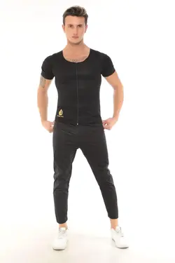 بیشترین ورزشی ست حرارتی آستین کوتاه زیپدار برند Sauna Suit کد 1648885271