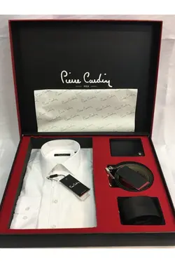 کیف پول جهیزیه ست کمربند چرم 100چرم جا کارتی مردانه برند Pierre Cardin کد 1648857969