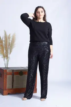 سایز بزرگ پولک دوز شلوار مشکی برند Moda Berray کد 1648855817