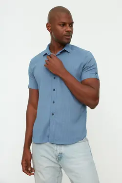 پیراهن اسلیم فیت یقه سرشونه دار مردانه برند TRENDYOL MAN کد 1648991686