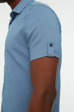 پیراهن اسلیم فیت یقه سرشونه دار مردانه برند TRENDYOL MAN کد 1648991686