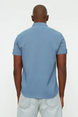 پیراهن اسلیم فیت یقه سرشونه دار مردانه برند TRENDYOL MAN کد 1648991686