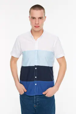 دکمه‎دار اسلیم فیت یقه رنگ آبی مردانه برند TRENDYOL MAN کد 1648991660