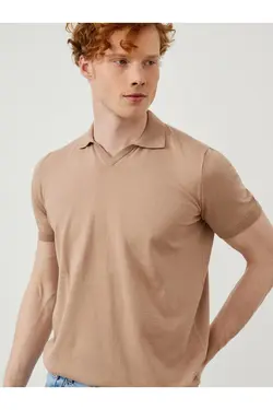 پلیور بافتنی متناسب ساده آستین کوتاه یقه سه دکمه 100پنبه برند Xint کد 1648976415