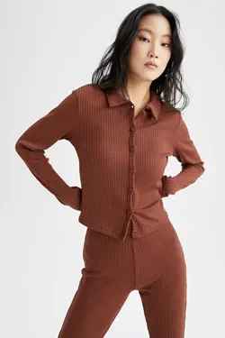 بافتنی دکمه‎دار یقه سه دکمه برند Defacto کد 1648972332