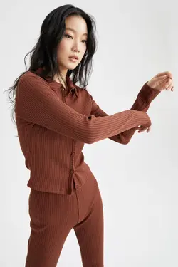 بافتنی دکمه‎دار یقه سه دکمه برند Defacto کد 1648972332