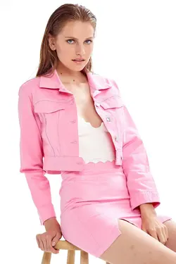 کت بافته شده کوتاه صورتی تکه زنانه برند SUPER FASHION CLUB کد 1648972027