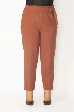 سگک جیب دار دور کمر طرح‎دار کشی دارچینی شلوار کمربند پارچه ای زنانه برند Şans کد 1648970831