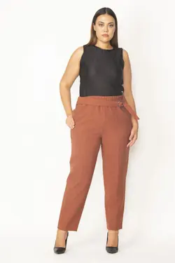 سگک جیب دار دور کمر طرح‎دار کشی دارچینی شلوار کمربند پارچه ای زنانه برند Şans کد 1648970831