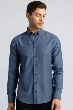 پیراهن اسپرت اسلیم فیت آبی مردانه برند Tudors کد 1649067070