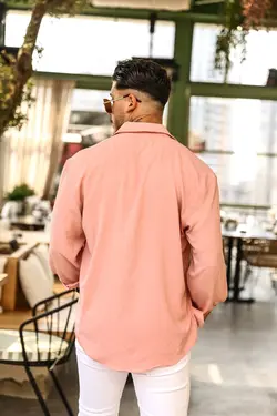 پیراهن گشاد ساتن نارنجی کرم سالمون برند outfiit man کد 1649066349