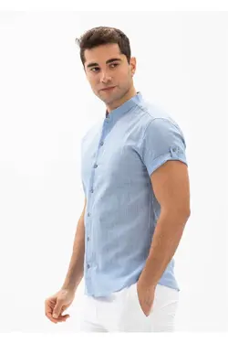 پیراهن دستمال آستین کوتاه آبی روشن مردانه برند Eliş Şile Bezi کد 1649067133