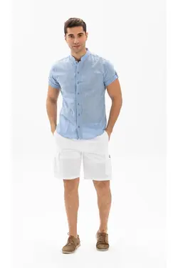 پیراهن دستمال آستین کوتاه آبی روشن مردانه برند Eliş Şile Bezi کد 1649067133