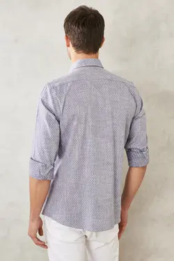 پیراهن دکمه‎دار برش اسلیم فیت یقه طرحدار روزمره 100پنبه قالب تنگ برند Altınyıldız Classics کد 1649066166
