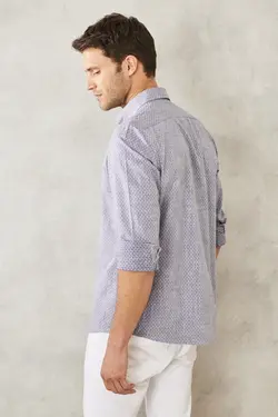 پیراهن دکمه‎دار برش اسلیم فیت یقه طرحدار روزمره 100پنبه قالب تنگ برند Altınyıldız Classics کد 1649066166